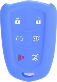 img 3 attached to 🔑 2Pcs XUHANG Silicone Key Fob Skin Cover, Keyless Entry Remote Case Protector Shell for 2015-2017 Cadillac Escalade ESV, FCC 6 Button Smart Remote (Red/Blue)