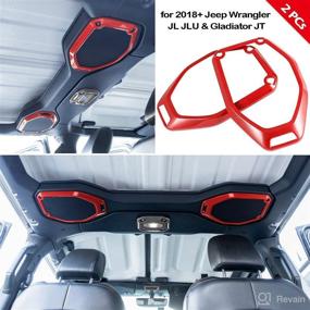 img 1 attached to 🔊 Red ABS Top Roof Speaker Audio Surround Cover Trim Ring for 2018-2021 Jeep Wrangler JL JLU & Gladiator JT - Enhance Your Interior Accessories