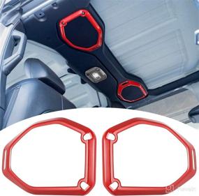 img 4 attached to 🔊 Red ABS Top Roof Speaker Audio Surround Cover Trim Ring for 2018-2021 Jeep Wrangler JL JLU & Gladiator JT - Enhance Your Interior Accessories