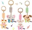 baby hanging rattles toys for 3 6 9 to 12 months, early development newborn crib toys car seat stroller toys for infant, baby animal wind chime rattles toys for boys and girls birthday gifts(4 pack) logo