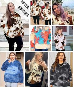 img 2 attached to Warm And Cozy: Plus Size Sherpa Fleece Sweatshirt With Cow Print, Zipper & Pocket.