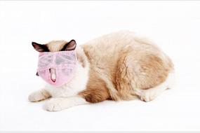img 3 attached to Breathable Mesh Cat Muzzles: Stop Biting And Chewing With Anti-Meow Technology (Pink-L)