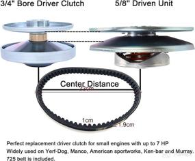 img 2 attached to 🏎️ High-Performance 30 Series Go Kart CVT Torque Converter Kit - 3/4" Bore 6" Driven Asymmetric Clutch with 5/8" Driven Clutch Comet Kit and 725 Drive Belt