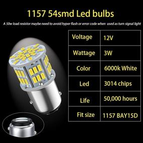 img 2 attached to 🔆 High-performance 1157 LED Brake Light Bulb: Improved Replacement for Car, RV, Trailer, and Boat Brake Tail Running Parking Backup Light - 12V-24V, 54SMD 3014 Chipset White Light - 4PCS