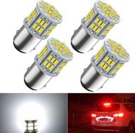 🔆 high-performance 1157 led brake light bulb: improved replacement for car, rv, trailer, and boat brake tail running parking backup light - 12v-24v, 54smd 3014 chipset white light - 4pcs логотип