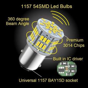 img 1 attached to 🔆 High-performance 1157 LED Brake Light Bulb: Improved Replacement for Car, RV, Trailer, and Boat Brake Tail Running Parking Backup Light - 12V-24V, 54SMD 3014 Chipset White Light - 4PCS