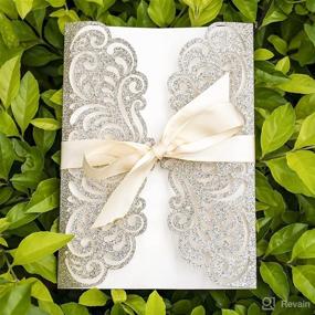 img 4 attached to YHOTA 20 Pcs Laser Cut Wedding Invitations Card Pocket With Envelope For Birthday Party Baby Or Bride Shower Invite Fit For 5 * 7 Inches Insert Sheet (Champagne Gold Glitter