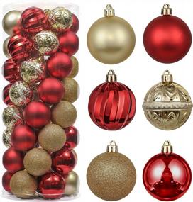 img 4 attached to Deck Your Tree In Style: Shatterproof Red And Gold Christmas Ball Ornaments By Valery Madelyn - 50Ct 60Mm For Gorgeous Xmas Decor!