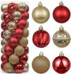 deck your tree in style: shatterproof red and gold christmas ball ornaments by valery madelyn - 50ct 60mm for gorgeous xmas decor! logo
