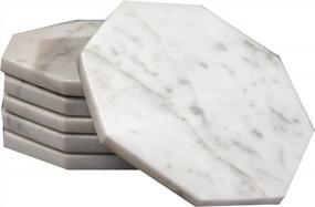 img 4 attached to Protect Your Furniture With Set Of 6 Green Marble Octagonal Coasters From CraftsOfEgypt