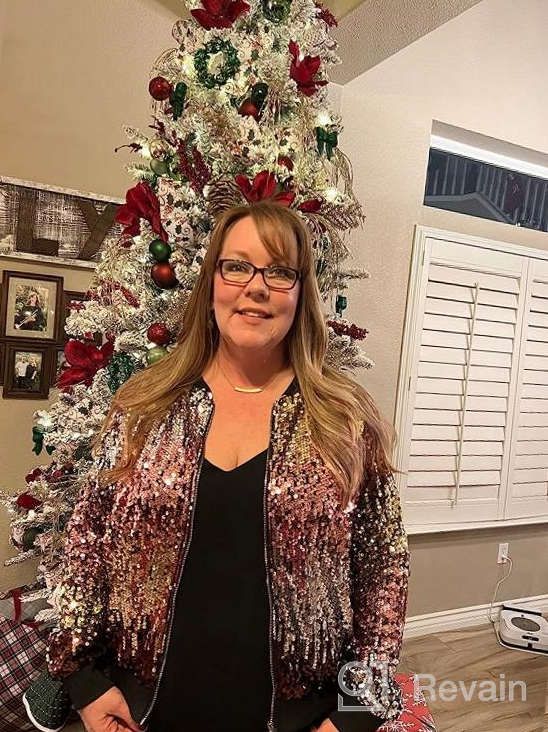 img 1 attached to Womens Sequin Bomber Blazer With Pockets - Long Sleeve Front Zip Party Jacket By KANCY KOLE, Available In Sizes S-2XL For Casual And Formal Occasions review by Nikki Williams