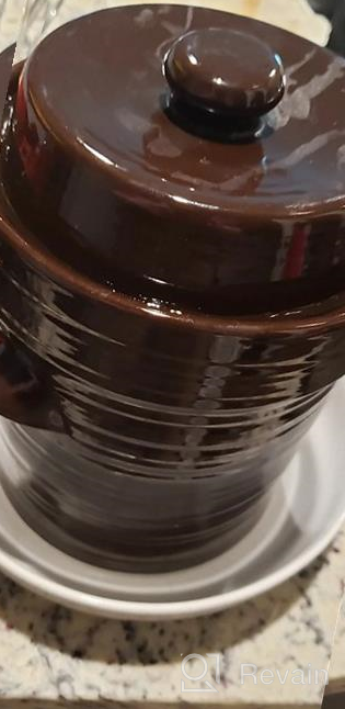 img 1 attached to Razorri Comodo Ceramic Fermentation Crock - 2L Traditional Water-Sealed Jar With Glazed Weights - Perfect For Kombucha, Sauerkraut, Kimchi, Pickles (Tangerine Tango) review by Jason Sergeantson