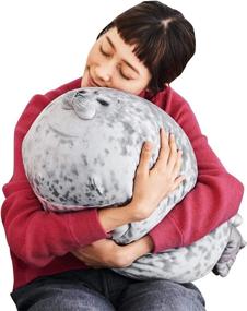 img 2 attached to Large Gray Rainlin Chubby Blob Seal Plush Toy - Cute Ocean Animal Stuffed With Soft Cotton (23.6 Inches)