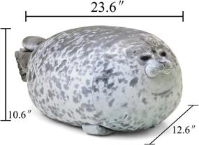 img 1 attached to Large Gray Rainlin Chubby Blob Seal Plush Toy - Cute Ocean Animal Stuffed With Soft Cotton (23.6 Inches)