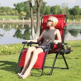 img 3 attached to Oversized XL Zero Gravity Lounge Chair With Cup Holder, Padded For Comfort, Heavy Duty And Adjustable; Supports Up To 350Lbs - Red By GOLDSUN