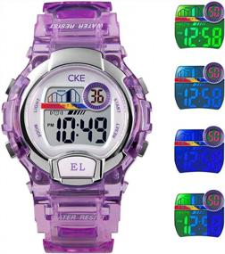 img 3 attached to Colorful Digital Sports Watch For Kids With Waterproof EL Light, Stopwatch And Alarm Functionality