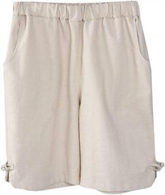 img 1 attached to Plus Size Women'S Linen Bermuda Shorts With Pockets - SCOFEEL Casual Capris