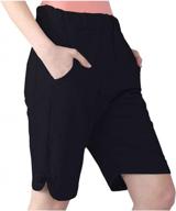 plus size women's linen bermuda shorts with pockets - scofeel casual capris logo