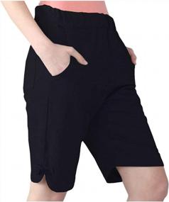 img 4 attached to Plus Size Women'S Linen Bermuda Shorts With Pockets - SCOFEEL Casual Capris