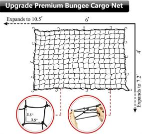 img 1 attached to 🚚 EZYKOO 4x6 Truck Bed Net - Heavy Duty Cargo Net with 14pcs Durable Carabiner Hooks - Max Stretches to 8x11 - Universal Fit