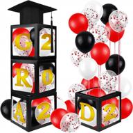 4-piece adxco 2022 graduation boxes party decorations kit: balloons, cap, stickers & more! logo