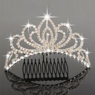 silver crystal tiara crown headband for women and girls - elegant princess crown with combs pin for bridal weddings, proms, birthdays, and parties - bseash mini 4.4 logo