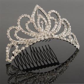 img 3 attached to Silver Crystal Tiara Crown Headband For Women And Girls - Elegant Princess Crown With Combs Pin For Bridal Weddings, Proms, Birthdays, And Parties - Bseash Mini 4.4