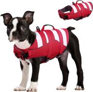 🐶 queenmore dog life jacket: adjustable rip-stop vest for pet water safety, with rescue handle - ideal for swimming, beach, boating логотип