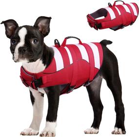 img 4 attached to 🐶 Queenmore Dog Life Jacket: Adjustable Rip-Stop Vest for Pet Water Safety, with Rescue Handle - Ideal for Swimming, Beach, Boating