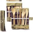 2-pack bamboo utensils set w/ bonus 2 toothbrushes, straws & storage bags - reusable greenzla cutlery kit logo
