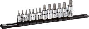 img 1 attached to 🔩 13 Pc Chrome Star Bit Socket Rail Set - 1/4", 3/8" & 1/2" Drive