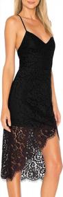 img 2 attached to AOOKSMERY Women Summer V-Neck Spaghetti Straps Lace Backless Party Dress High Low Cocktail Bodycon Midi Dresses