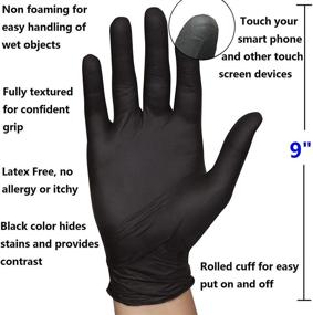 img 2 attached to 🧤 Latex-Free Black Nitrile Gloves - Medium Large XL - 5 Mil - Food Service Grade - Safe for Tattoo, BBQ, Mechanic, Cleaning - Disposable Gloves