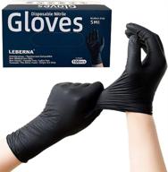 🧤 latex-free black nitrile gloves - medium large xl - 5 mil - food service grade - safe for tattoo, bbq, mechanic, cleaning - disposable gloves logo