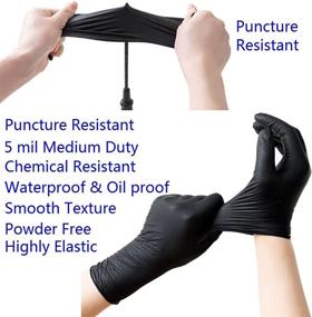 img 1 attached to 🧤 Latex-Free Black Nitrile Gloves - Medium Large XL - 5 Mil - Food Service Grade - Safe for Tattoo, BBQ, Mechanic, Cleaning - Disposable Gloves