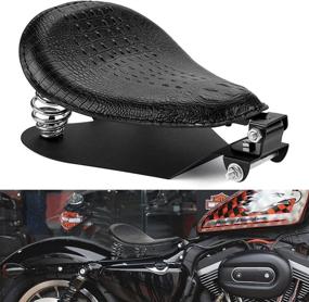 img 4 attached to KING SHOWDEN Leather Motorcycle Solo Seat Springs Mounting Bracket Kit For Harley Honda Yamaha Kawasaki Suzuki Sportster Bobber Chopper Custom Application (Black-Crocodile With Seat Base)