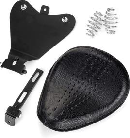 img 3 attached to KING SHOWDEN Leather Motorcycle Solo Seat Springs Mounting Bracket Kit For Harley Honda Yamaha Kawasaki Suzuki Sportster Bobber Chopper Custom Application (Black-Crocodile With Seat Base)