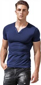 img 2 attached to XSHANG Mens Short Sleeve V Neck Henley Shirts Slim Fit Casual Tee