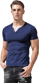 img 4 attached to XSHANG Mens Short Sleeve V Neck Henley Shirts Slim Fit Casual Tee