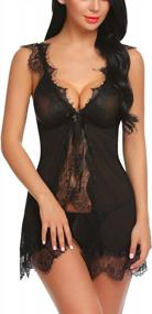img 2 attached to Sexy V-Neck Open-Front Babydoll Lingerie Chemise For Women - Perfect For Honeymoons And Exotic Nights