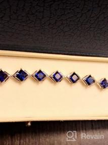 img 5 attached to Stunning Peora 12 Carat Blue Sapphire Tennis Bracelet - 925 Sterling Silver, 16 Princess Cut Stones, 7 1/4 Inch Length