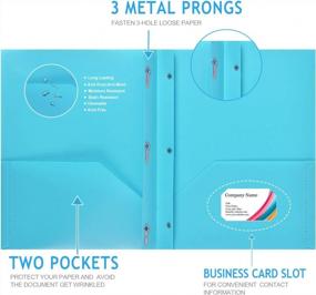 img 2 attached to 📂 Multicolor Plastic Folders with 2 Pockets, 3 Prongs, and Card Holder - 12 Pack
