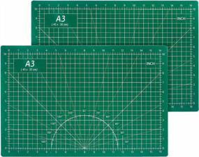 img 4 attached to 🔪 Craft Cutting Mat Set - Self Healing Sewing Mat 2 Packs, Double Sided 12'' x 18'' A3 5-Ply Cutting Board for Crafts