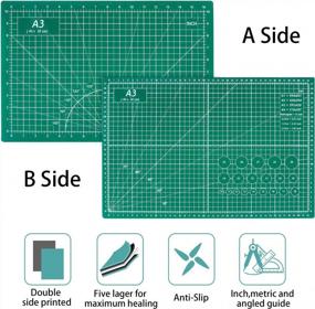 img 3 attached to 🔪 Craft Cutting Mat Set - Self Healing Sewing Mat 2 Packs, Double Sided 12'' x 18'' A3 5-Ply Cutting Board for Crafts