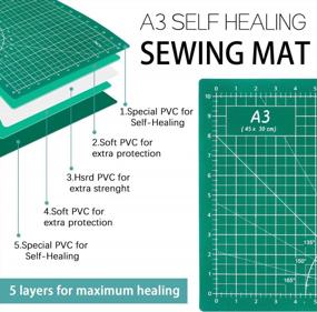 img 2 attached to 🔪 Craft Cutting Mat Set - Self Healing Sewing Mat 2 Packs, Double Sided 12'' x 18'' A3 5-Ply Cutting Board for Crafts