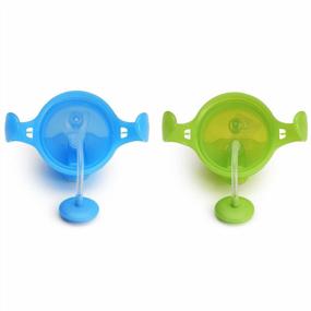 img 1 attached to Munchkin Click Lock Weighted Straw Cup, 7 Ounce, Blue/Green, Pack Of 2