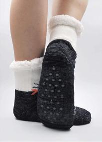 img 3 attached to Women'S Thick Thermal Slipper Socks: Double Layer, Non-Slip, Warm & Fluffy Animal Prints