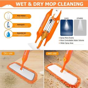 img 1 attached to 🧹 Floor Cleaning Spray Mop with 3 Reusable Microfiber Pads | 360° Spin Dry & Wet Mop for Hardwood, Laminate, Tile, Vinyl, and Ceramic Surfaces | Ideal for Kitchen, Walls, and Wood Floors