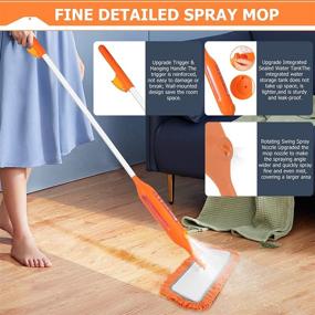 img 3 attached to 🧹 Floor Cleaning Spray Mop with 3 Reusable Microfiber Pads | 360° Spin Dry & Wet Mop for Hardwood, Laminate, Tile, Vinyl, and Ceramic Surfaces | Ideal for Kitchen, Walls, and Wood Floors