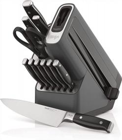 img 4 attached to Ninja K32012 Foodi NeverDull Premium 12-Piece Knife Set With Built-In Sharpener, German Stainless Steel Knives In Black Block